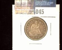 1844 U.S.Seated Liberty Quarter, VF.
