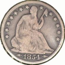 1854 O U.S. Seated Liberty Half Dollar, G-VG.