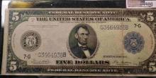 1914 $5 FEDERAL RESERVE NOTE.   White &  Mellon         F#871b, Fine.