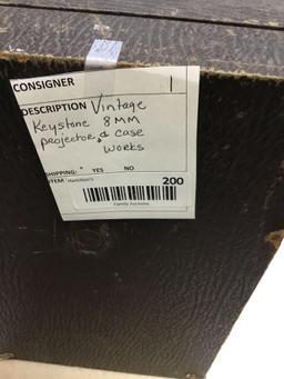 vintage keystone, 8 mm projector in case works