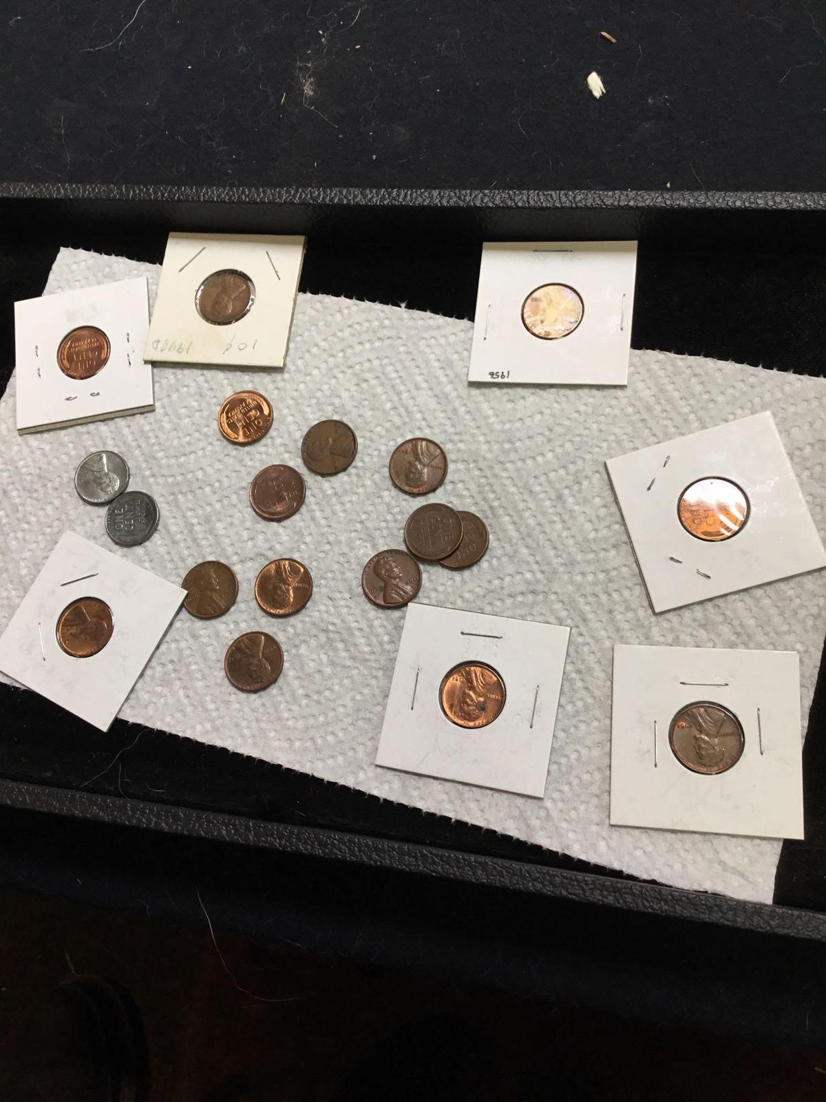 Group of 17 Lincoln wheat pennies some uncirculated 1940s and 50s