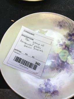 five piece group of hand-painted plates, various makers