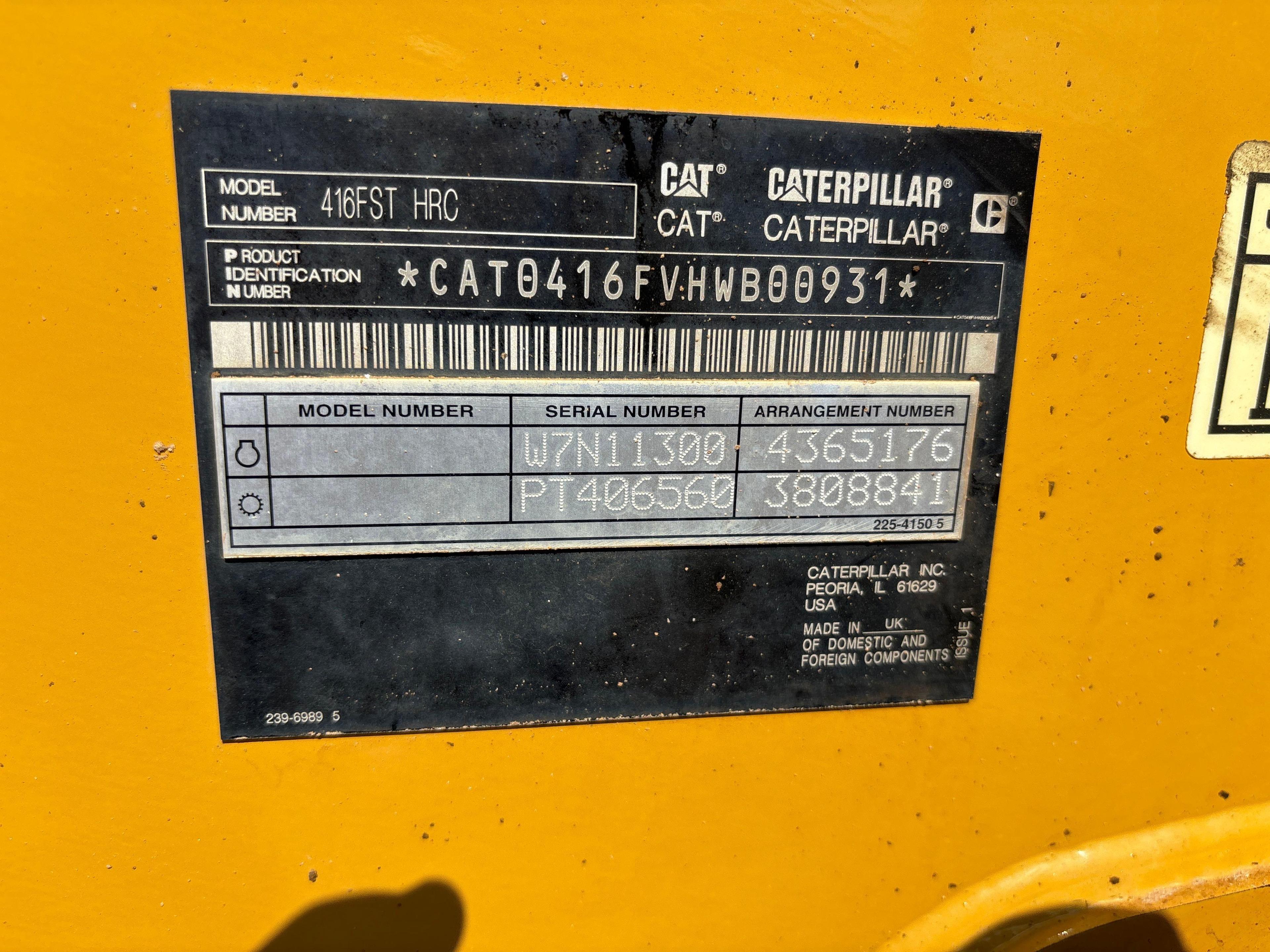 2016 CATERPILLAR 416F2 BACKHOE