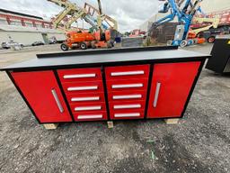 Brand New 7ft 10 Drawer 2 Cabinet Workbench (N8E)
