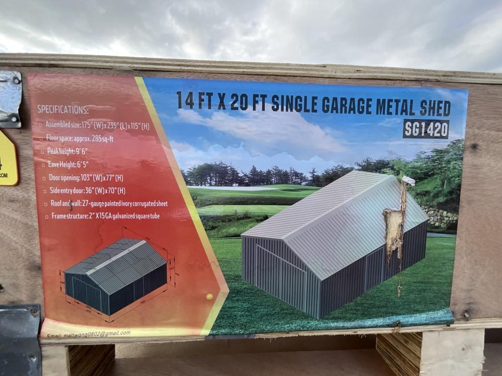 New 14' X 20' Single Garage Metal Shed