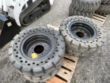 (4) Used Solid 30 x 10 x 16 Skid Steer Tires
