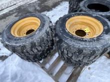 New Set (4) 12-16.5 Skid Steer Wheels/ Tires Cat