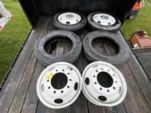 (2) Tractor Truck Tires (2) Rims (2) Rims w/ Tires