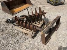 Skid Steer Post Hole Digger w 2 Augers