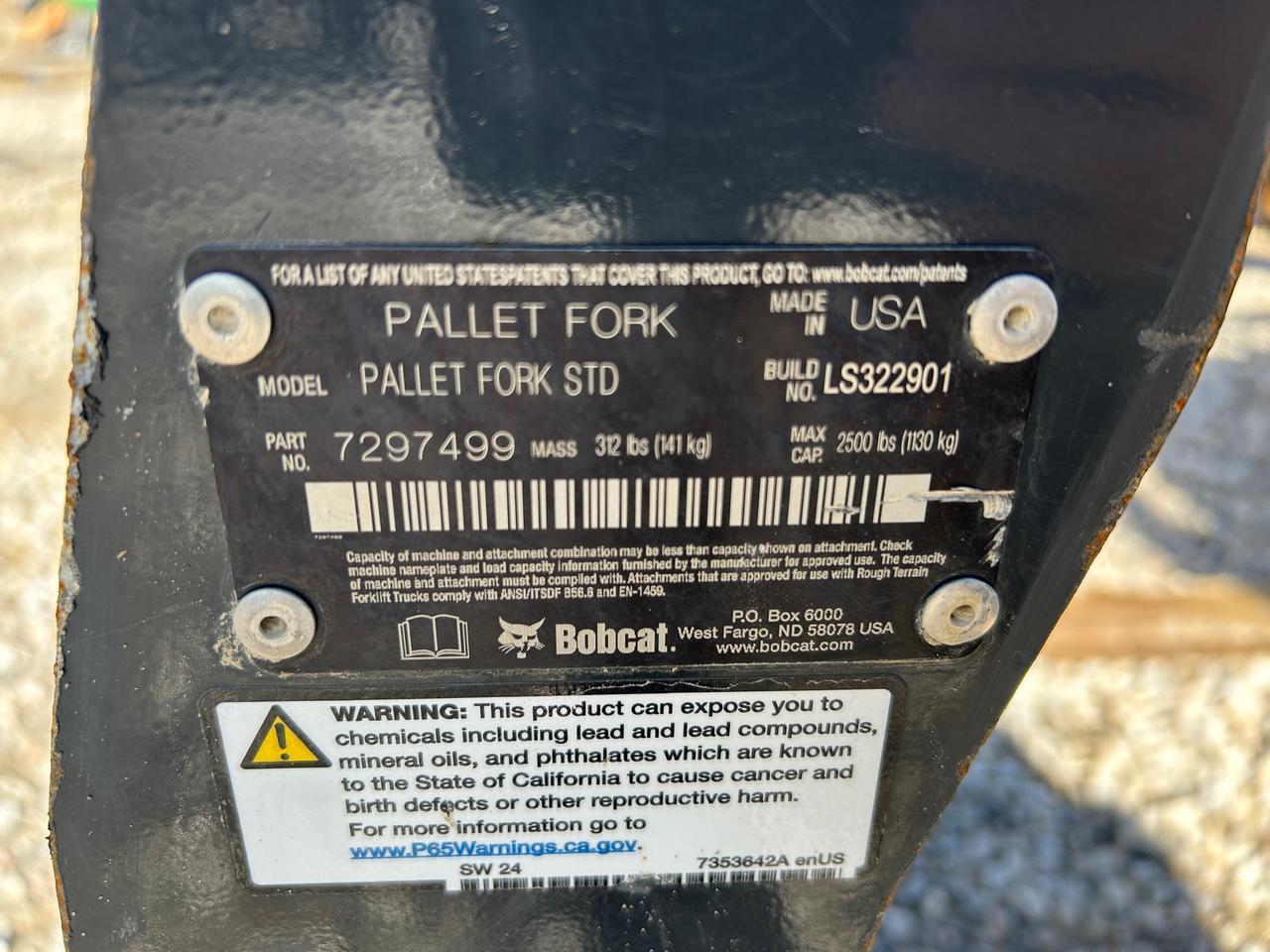 Bobcat Skid Steer Pallet Forks