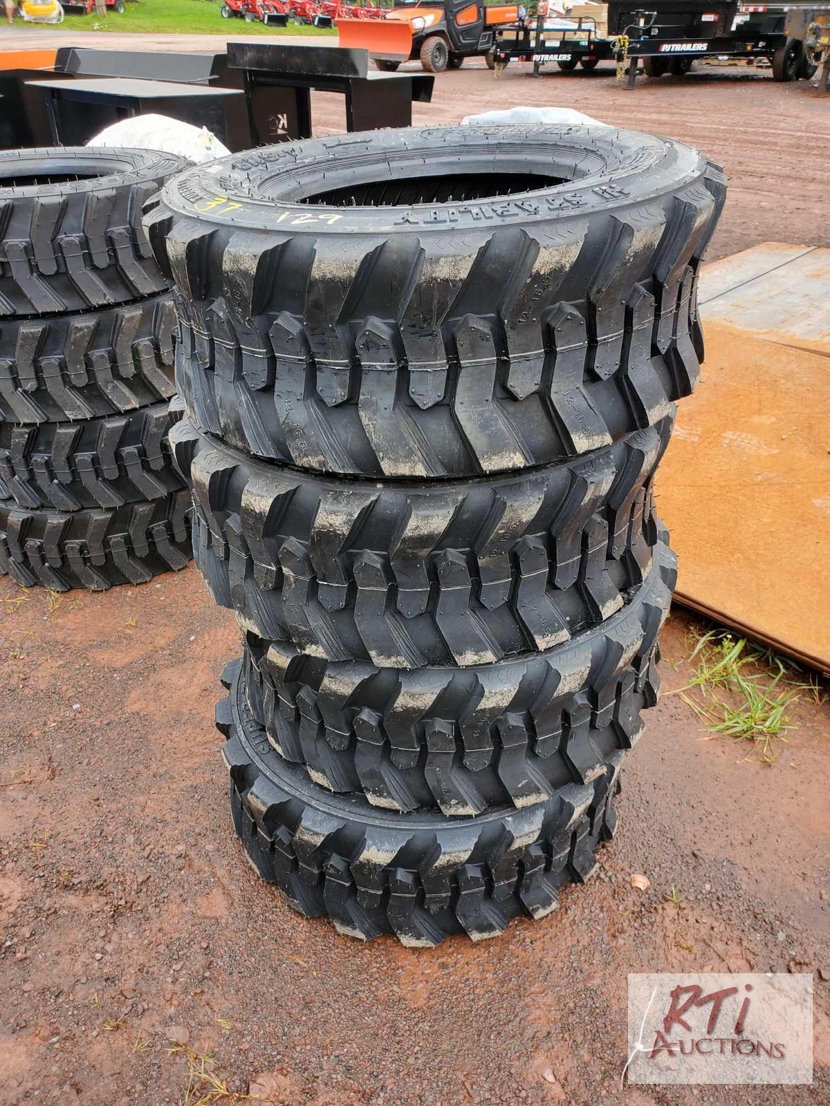 4X New 10-16.5 Turbo skid steer tires...on rims for JD/NH/CAT