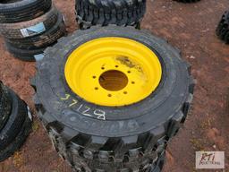 4X New 10-16.5 Turbo skid steer tires...on rims for JD/NH/CAT
