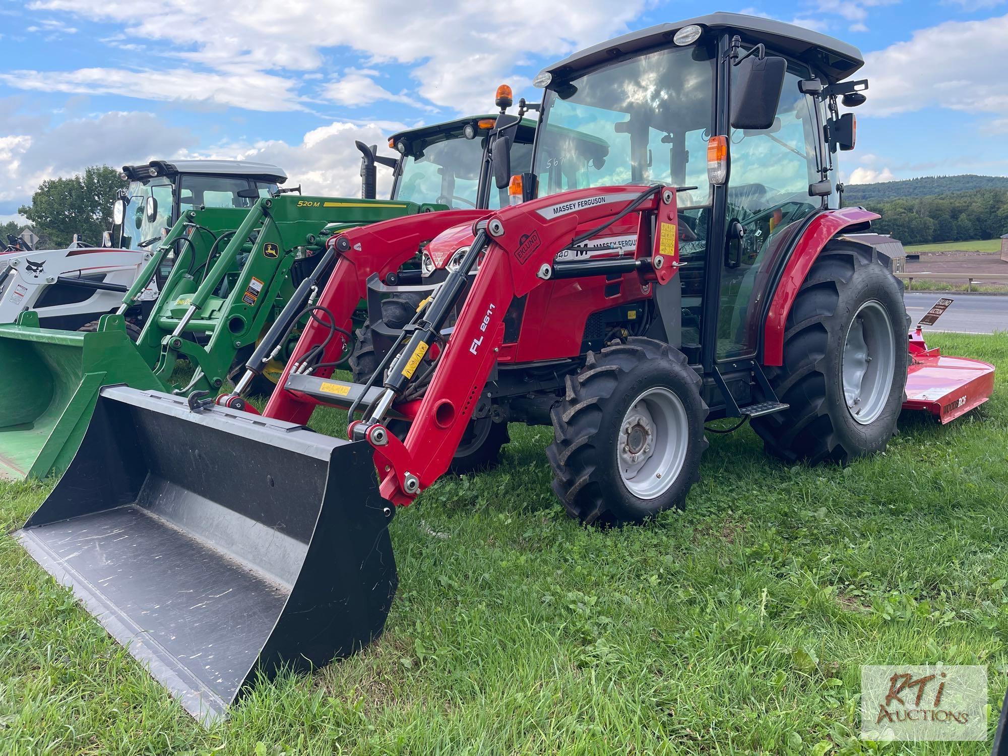 2021 Massey Ferguson 1840 tractor, 4WD, quick mount loader, universal adapter, cab, heat, A/C, 2