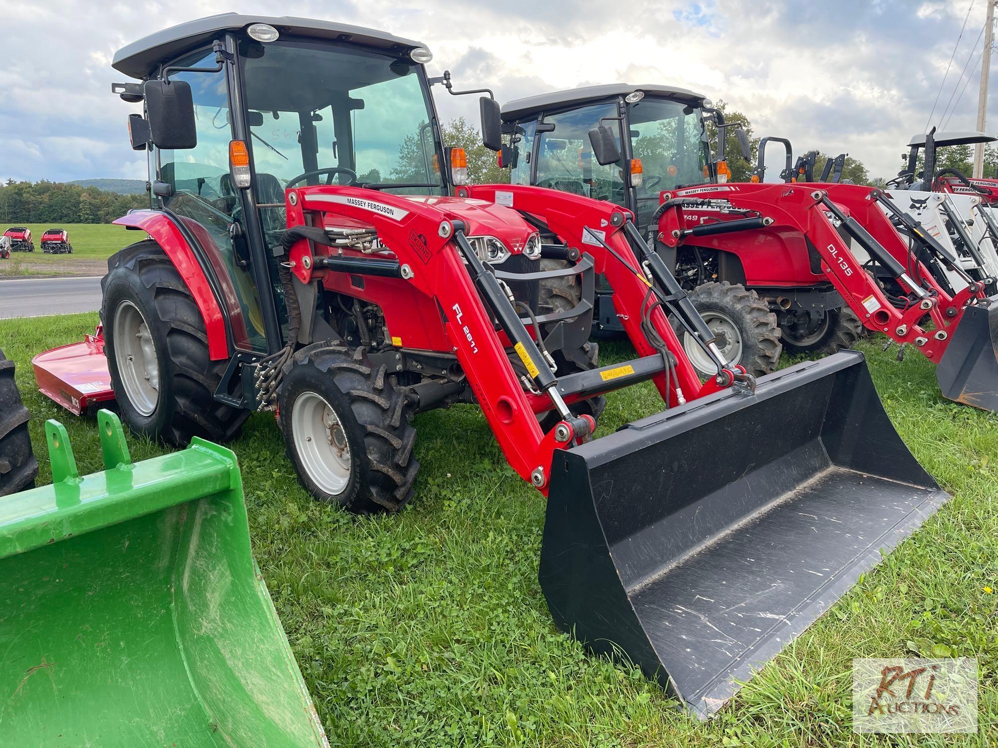 2021 Massey Ferguson 1840 tractor, 4WD, quick mount loader, universal adapter, cab, heat, A/C, 2
