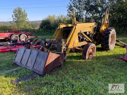 International 3414 diesel backhoe with forks and bucket