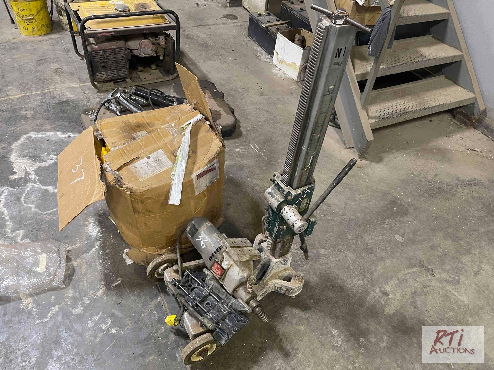 Core drill stand and drill with bits....