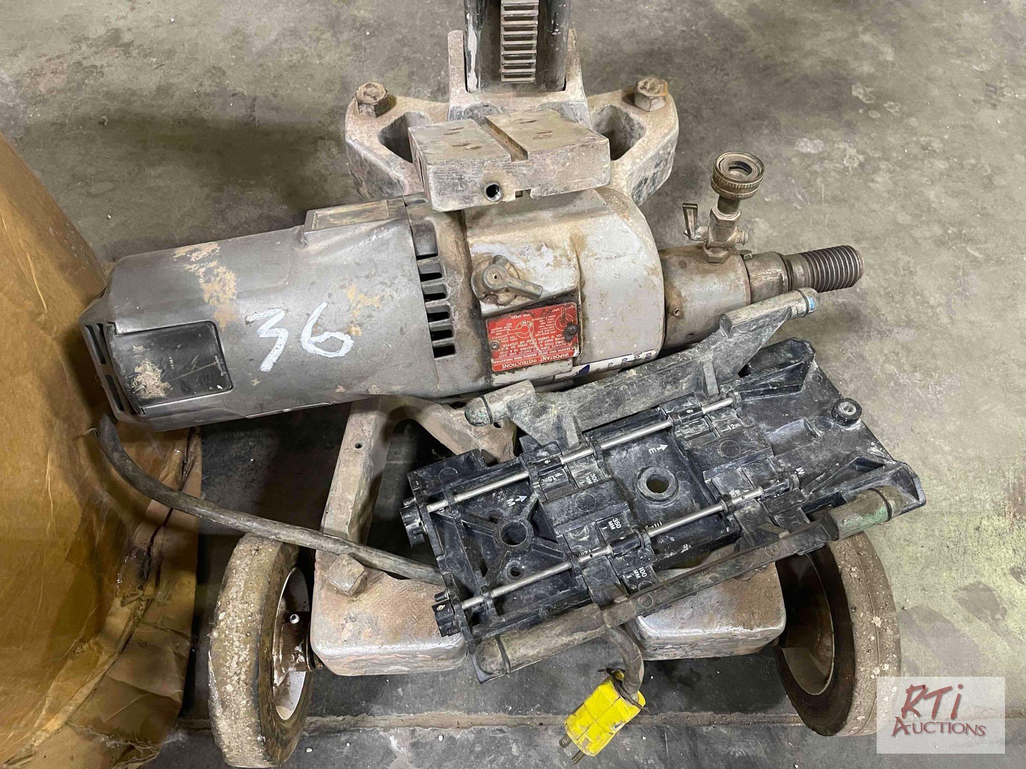 Core drill stand and drill with bits....