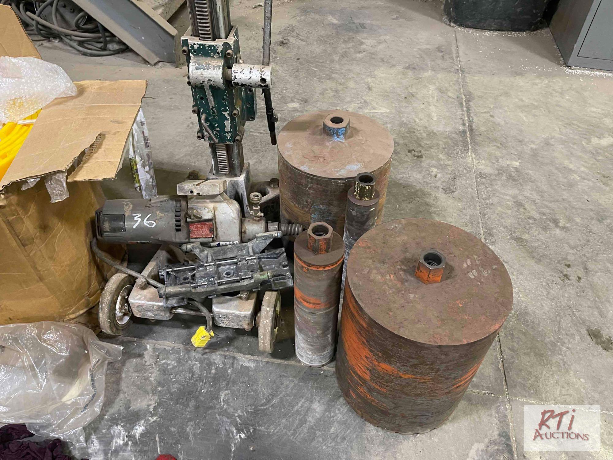 Core drill stand and drill with bits....