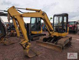Komatsu PC40R-8 mini excavator, 20in digging bucket, mechanical thumb, backfill blade, cab, 3990