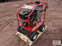 Magnum 4000 series gold portable hot high pressure washer, gas engine, includes wand, hose and