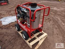Magnum 4000 series gold portable hot high pressure washer, gas engine, includes wand, hose and