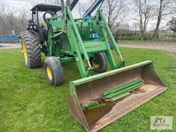 John Deere 4455 tractor, loader, John Deere bucket, 3pt hitch, PTO, draw bar, 2 remotes, diesel,