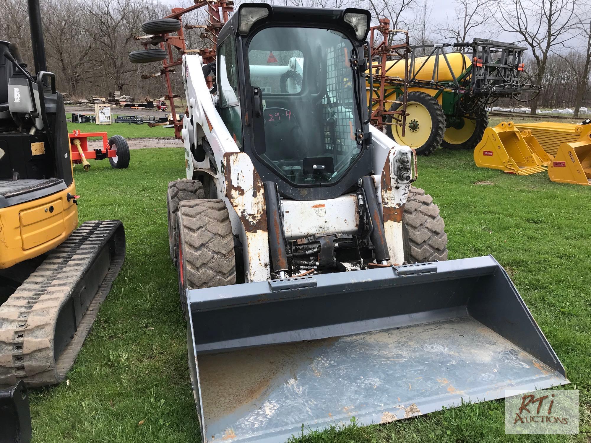 2019 Bobcat 770 skid steer with cab, heat, A/C, joystick controls, 2 speed, high flow, radio, power