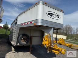 2010 4 Star tandem axle 16ft aluminum gooseneck cattle trailer, interior partition, storage above