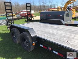 2022 PJ 83x16 skid steer trailer with dovetail, ramps, steel fenders, adjustable hitch, 14,000lb