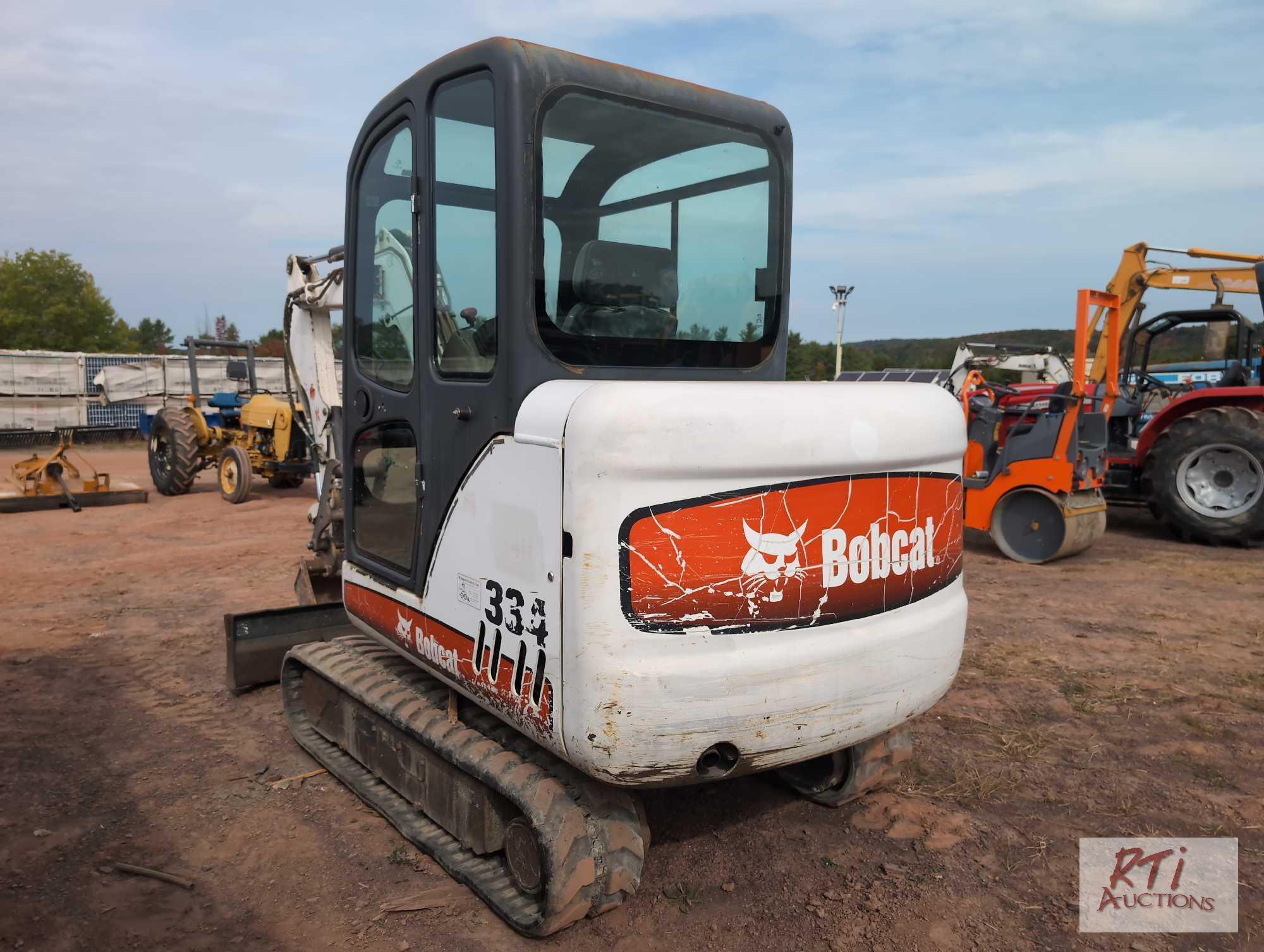 2005 Bobcat 334 excavator, cab, coupler, hydraulic thumb, 2287 hrs