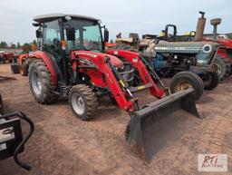 2021 Massey Ferguson 1840M tractor, 4WD, quick attach loader, 1 remote, external PTO controls, cab,