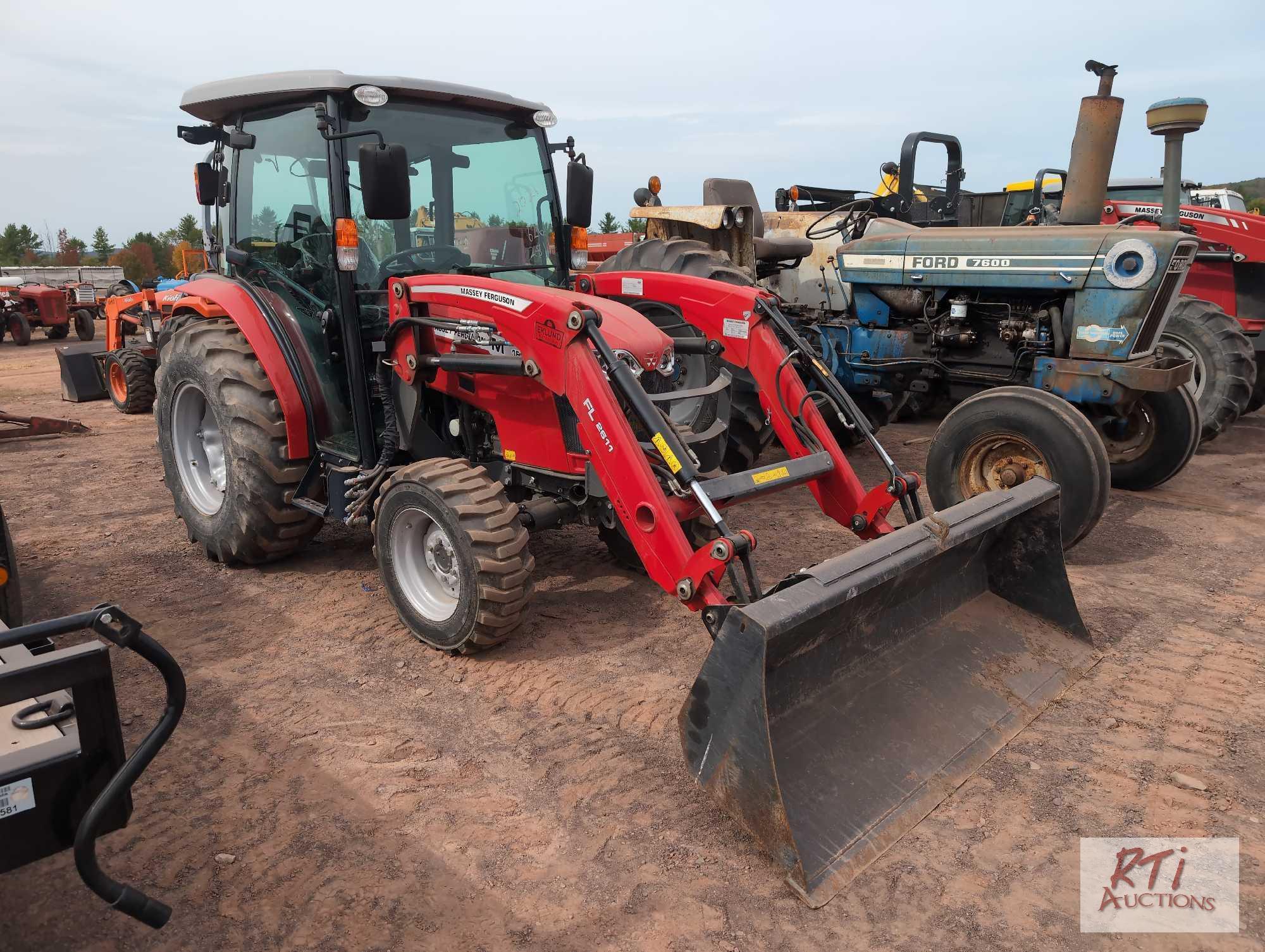 2021 Massey Ferguson 1840M tractor, 4WD, quick attach loader, 1 remote, external PTO controls, cab,