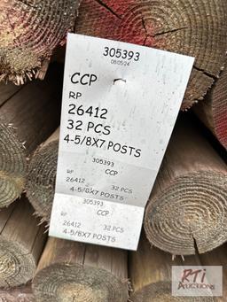 32X 4 5/8 x 7 round fence posts