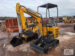 MX12R mini excavator with bucket, thumb, gas engine