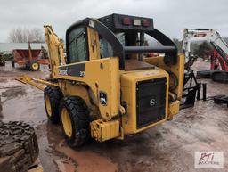 John Deere 317 skid steer loader, cab, rear weights