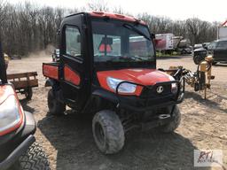 Kubota RTVX1100C utility vehicle, cab, hydraulic dump, 221 hrs., engine issue,Eq # 115528
