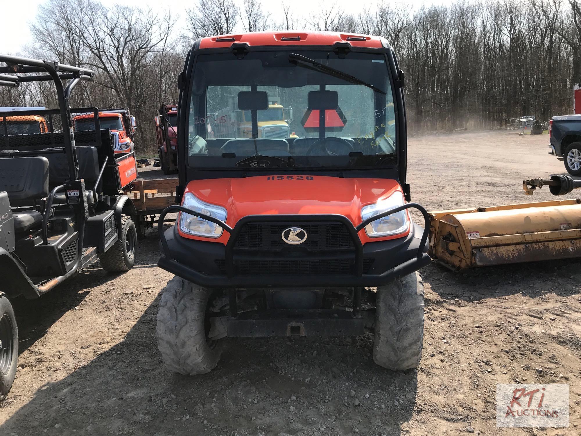 Kubota RTVX1100C utility vehicle, cab, hydraulic dump, 221 hrs., engine issue,Eq # 115528