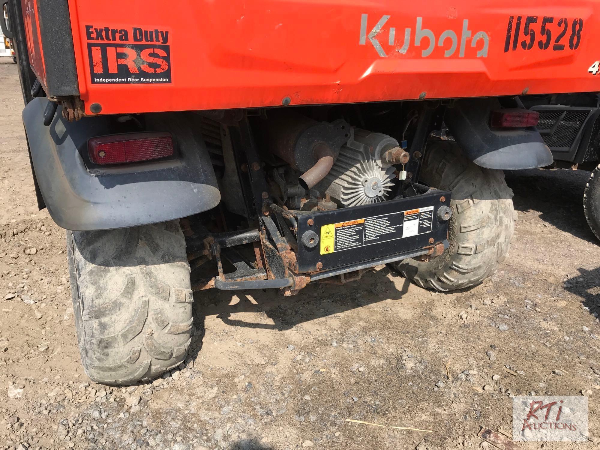 Kubota RTVX1100C utility vehicle, cab, hydraulic dump, 221 hrs., engine issue,Eq # 115528