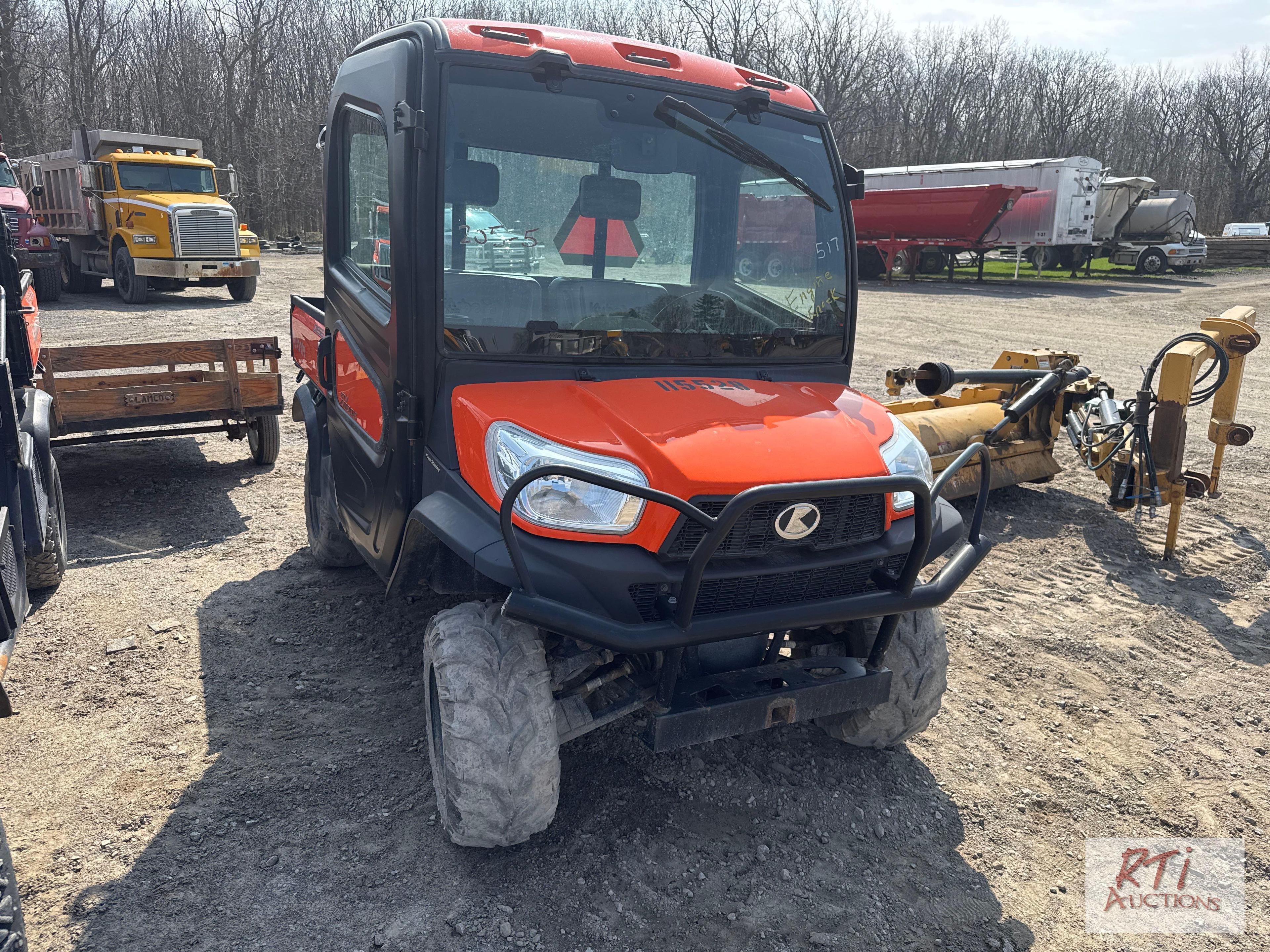 Kubota RTVX1100C utility vehicle, cab, hydraulic dump, 221 hrs., engine issue,Eq # 115528