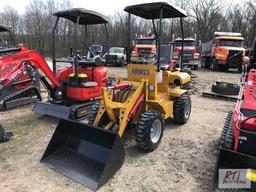 AGT Industrial KRW23 mini wheel loader, 40in bucket, gas engine