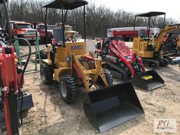 AGT Industrial KRW23 mini wheel loader, 40in bucket, gas engine