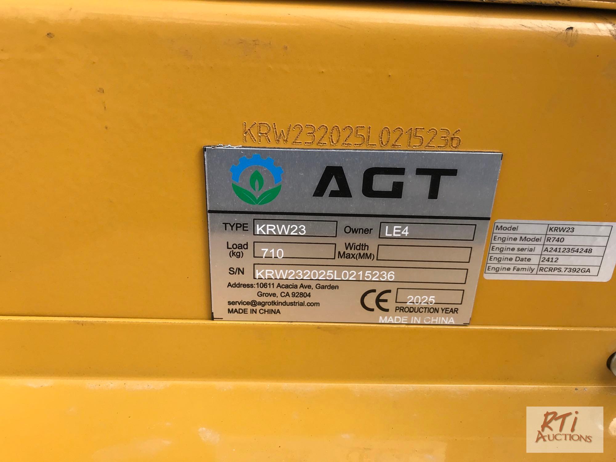 AGT Industrial KRW23 mini wheel loader, 40in bucket, gas engine