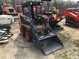 CFG Industrial KRW232 mini skid loader, solid rubber tires, 36in GP bucket, joystick control, gas
