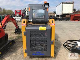 CFG Industrial KRW232 mini skid loader, solid rubber tires, 36in GP bucket, joystick control, gas