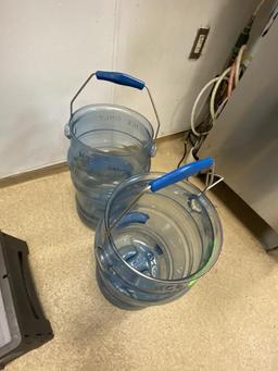 Two Plastic Ice Bin Transport Buckets