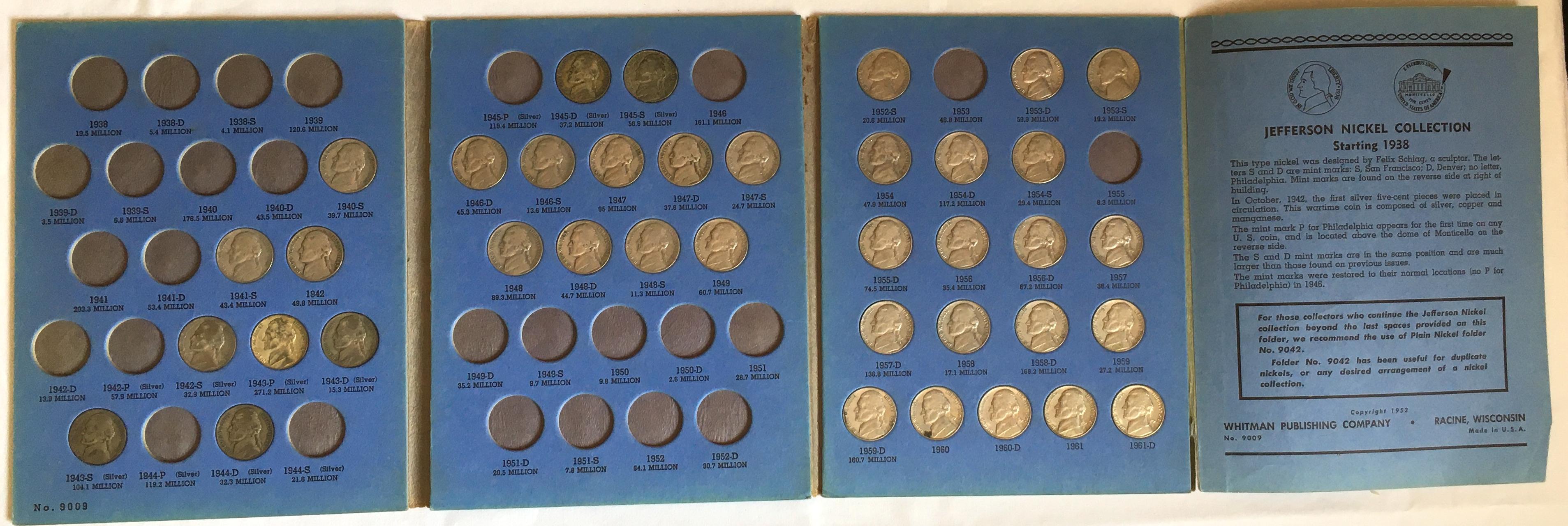 Jefferson Nickel Collection Starting 1938