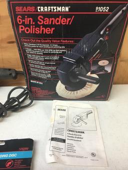 Craftsman 6" Sander/polisher With Pad. Sanding Discs 150 Fine, 100 Medium, 60 Course. Box & Manual