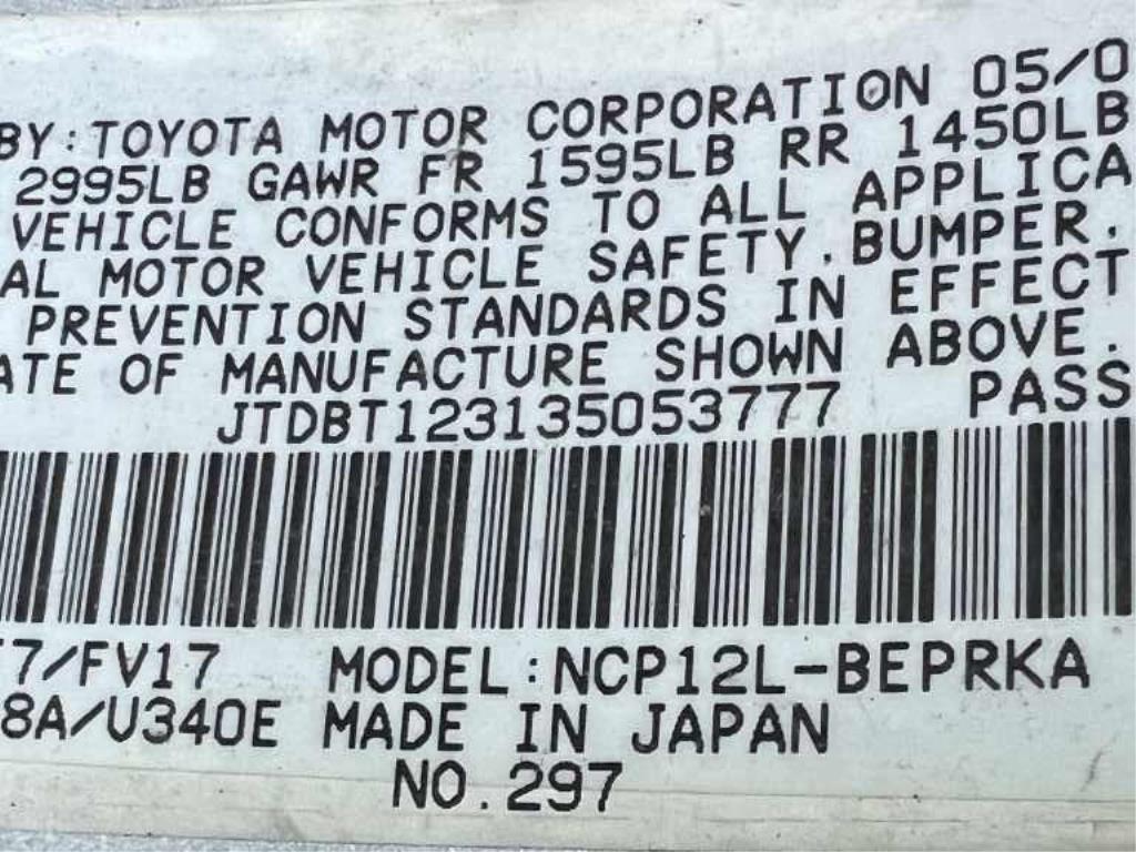 2003 Toyota Echo Tow# 111410