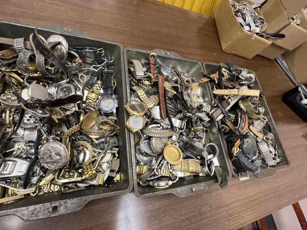 3 Trays of Assorted Wrist Watch Cases and Parts