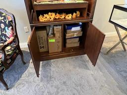 Tall Wooden Lighted Display Cabinet